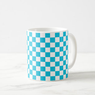 Classic aqua blue checkerboard coffee mug