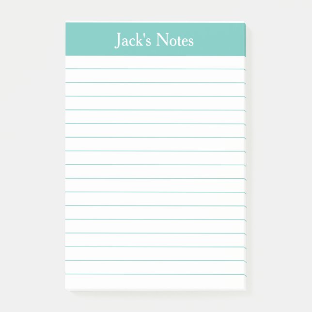 Classic Aqua Lined Personalized Notes (Front)