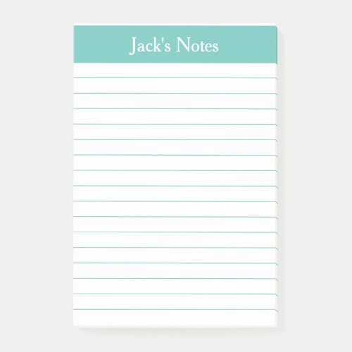Classic Aqua Lined Personalized Post_it Notes