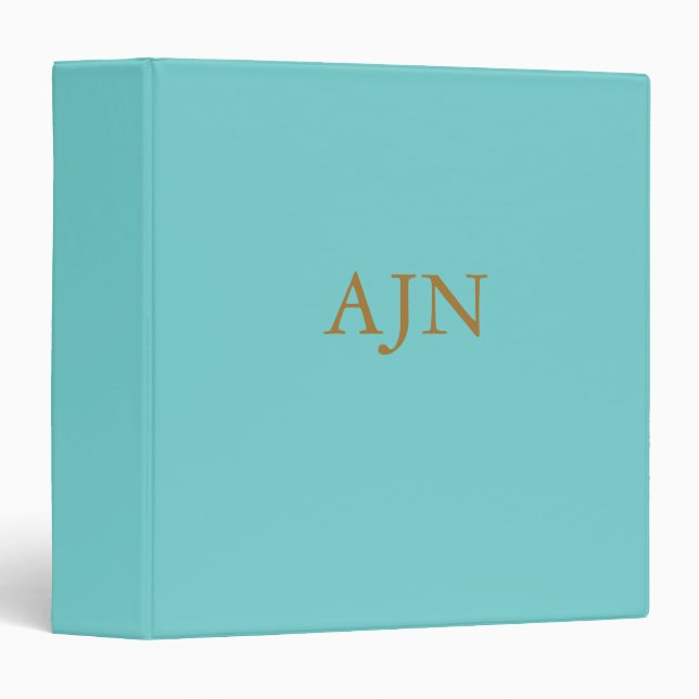 Classic Aqua Monogrammed Organizer Binder Gift (Front/Spine)