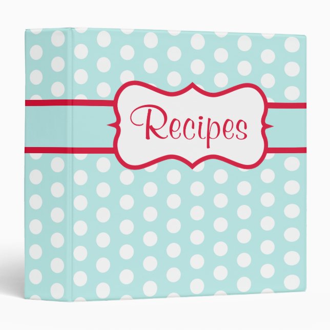 Classic Aqua Recipe Binder Kitchen Gift (Front/Spine)