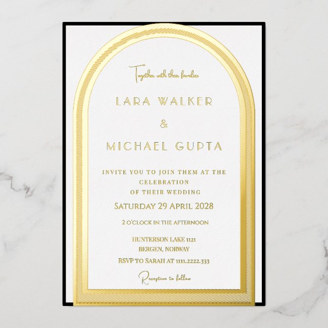 Classic Arch Foil Wedding Invitation (Border) Foil Invitation (Front)