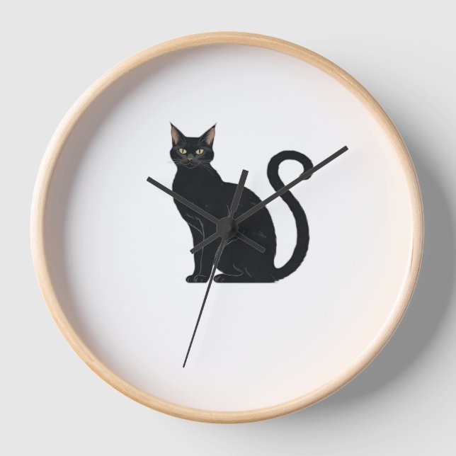 Classic Arched Back Cat – Vintage Halloween Silhou Clock (Front)