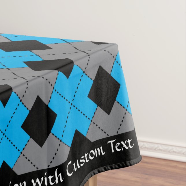 Classic Argyle Blue Black Diamond Personalized Tablecloth (In Situ)