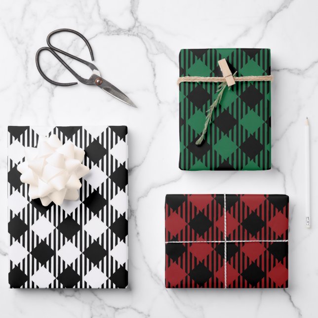 Classic Argyle Diamond Geometric Pattern Wrapping Paper Sheets (Front)