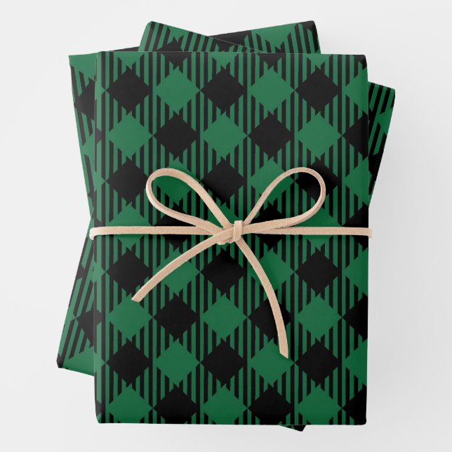 Classic Argyle Diamond Geometric Pattern Wrapping Paper Sheets (In situ)