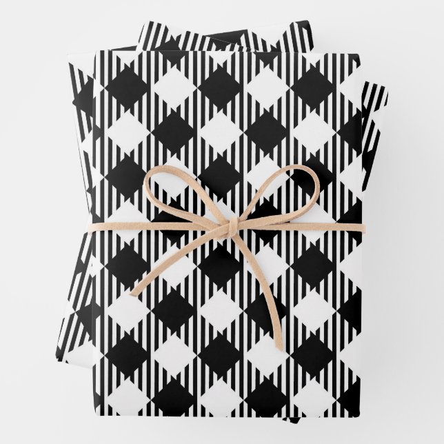 Classic Argyle Diamond Geometric Pattern Wrapping Paper Sheets (In situ)