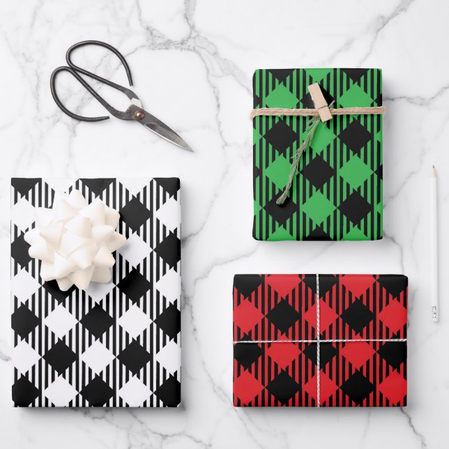 Classic Argyle Diamond Geometric Pattern Wrapping Paper Sheets (Front)