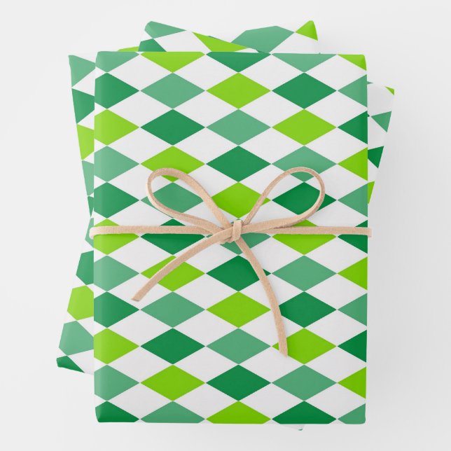 Classic Argyle Diamond Lattice Seamless Pattern Wrapping Paper Sheets (In situ)
