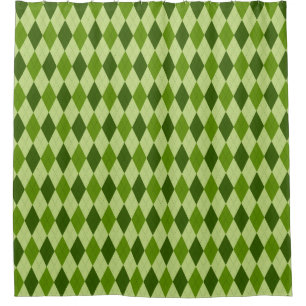 Classic Argyle Diamond Plaid in Light Green Shower Curtain
