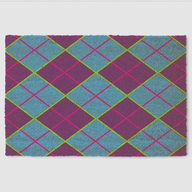 Classic Argyle Pattern Fiber Doormat (Front)