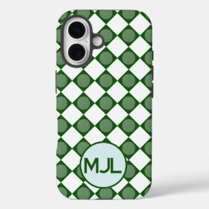 Classic Argyle Pattern with Custom Monogram iPhone 16 Case