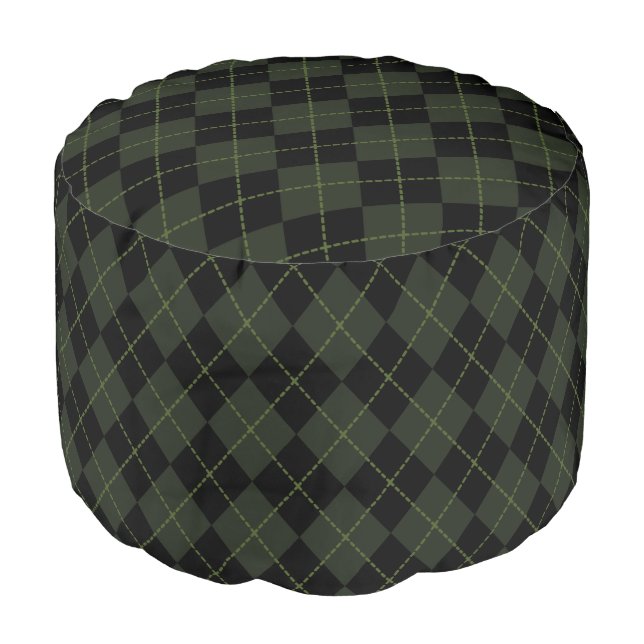 Classic Argyle Pouf Ottoman (Angled Front)