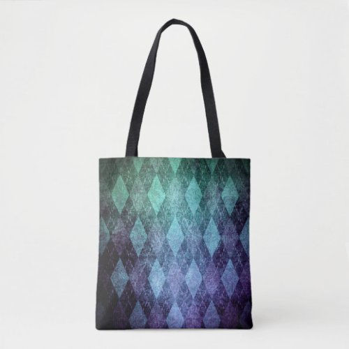 Classic argyle vintage blue green diamond pattern tote bag