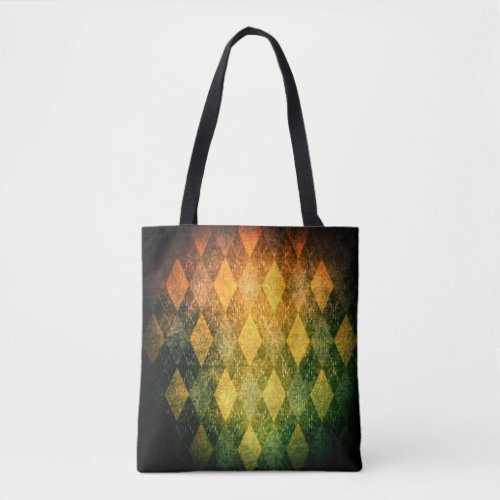 Classic argyle vintage green gold diamond pattern tote bag