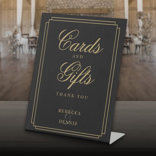 Classic Art Deco Black And Gold Cards And Gifts Pedestal Sign