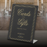 Classic Art Deco Black And Gold Cards And Gifts Pedestal Sign<br><div class="desc">This elegant black and gold art deco cards and gifts sign is perfect for all celebrations. Designed by Thisisnotme©</div>