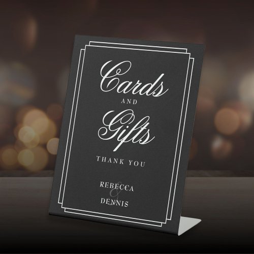 Classic Art Deco Black And White Cards And Gifts Pedestal Sign