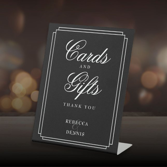 Classic Art Deco Black And White Cards And Gifts Pedestal Sign (Classic Art Deco Black And White Cards And Gifts Pedestal Sign)