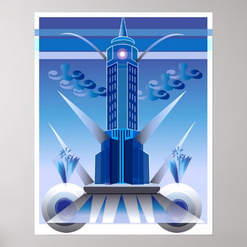 Classic Art Deco City Building Poster