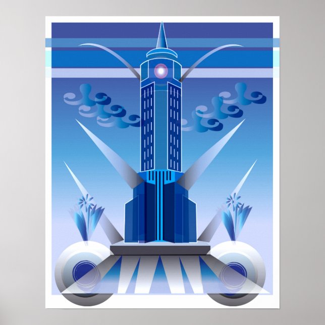 Classic Art Deco City Building Poster (Front)