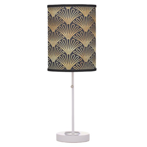 Classic Art Deco Fan Design in Gold on a Table Lamp