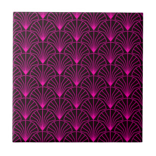 Classic Art Deco Pattern in Pink and Black Ceramic Tile