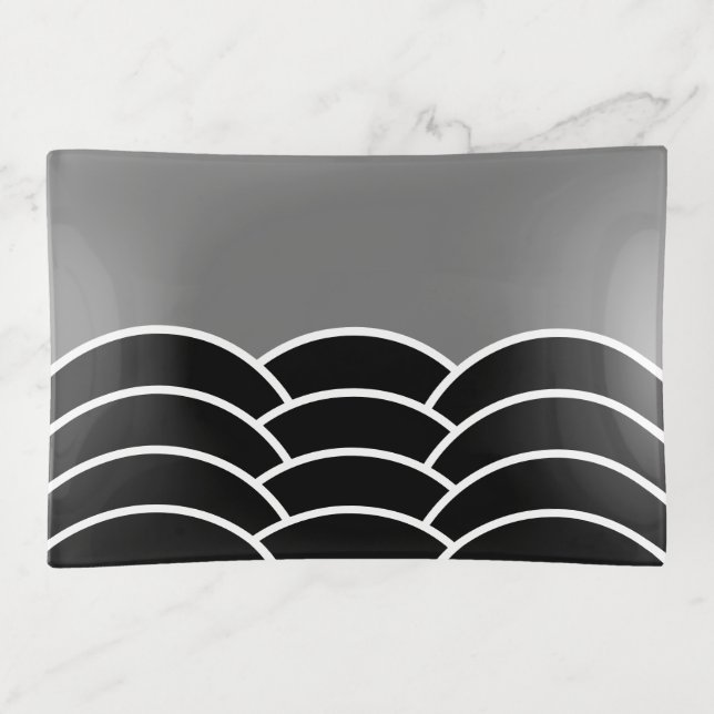 Classic Art Deco Scalloped Scales Art Motif Design Trinket Tray (Front)