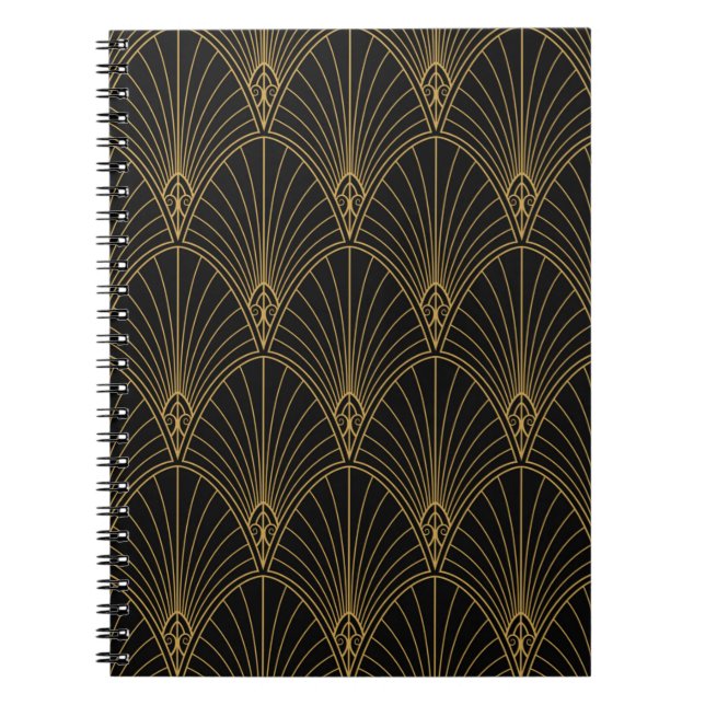 Classic Art Deco Seamless Pattern. Geometric Styli Notebook (Front)