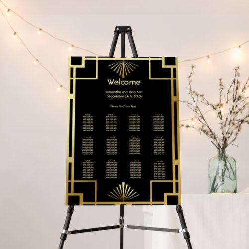 Classic Art Deco vintage Seating Chart Sign