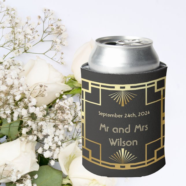 Classic Art Deco Vintage Wedding Can Cooler (Creator Uploaded)