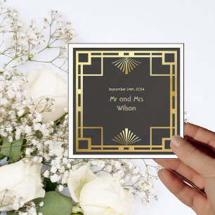 Classic Art Deco Vintage Wedding Dinner Cocktail Napkins