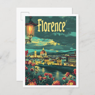 Classic Art Florence Italy Retro Vintage Travel Postcard