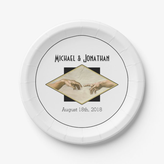 Classic Art Gay Wedding Paper Plates (Front)