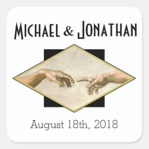Classic Art Gay Wedding Square Sticker