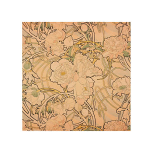 Classic Art Nouveau Peony Garden Pattern by Mucha