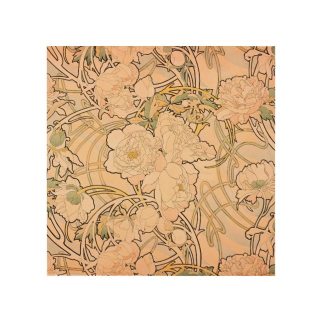 Classic Art Nouveau Peony Garden Pattern by Mucha (Front)