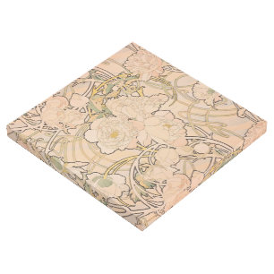 Classic Art Nouveau Peony Garden Pattern by Mucha
