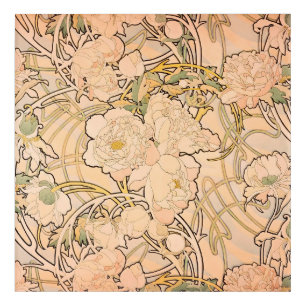 Classic Art Nouveau Peony Garden Pattern by Mucha