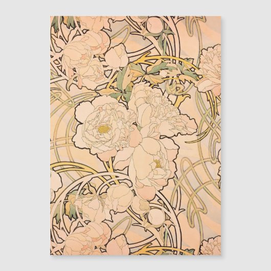 Classic Art Nouveau Peony Garden Pattern by Mucha (Front)