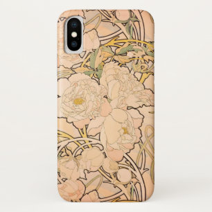 Classic Art Nouveau Peony Garden Pattern by Mucha iPhone X Case