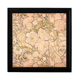 Classic Art Nouveau Peony Garden Pattern by Mucha Gift Box