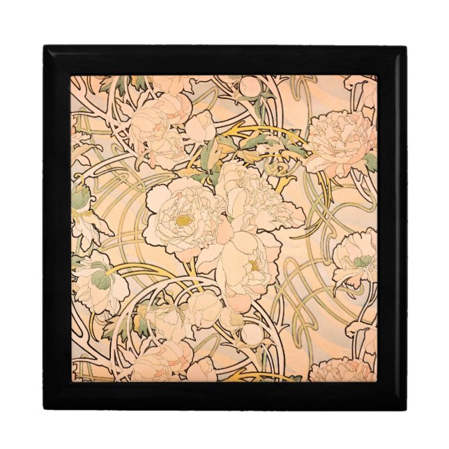 Classic Art Nouveau Peony Garden Pattern by Mucha Gift Box (Front)