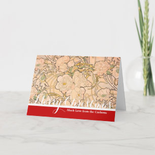 Classic Art Nouveau Peony Garden Pattern by Mucha Holiday Card
