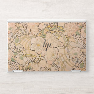 Classic Art Nouveau Peony Garden Pattern by Mucha HP Laptop Skin