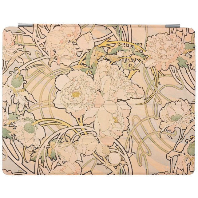 Classic Art Nouveau Peony Garden Pattern by Mucha iPad Smart Cover (Horizontal)