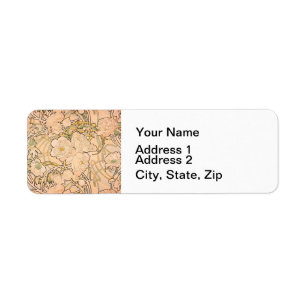 Classic Art Nouveau Peony Garden Pattern by Mucha Label