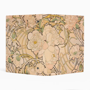 Classic Art Nouveau Peony Garden Pattern by Mucha Mini Binder