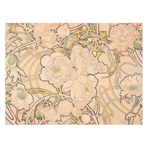 Classic Art Nouveau Peony Garden Pattern by Mucha Tablecloth