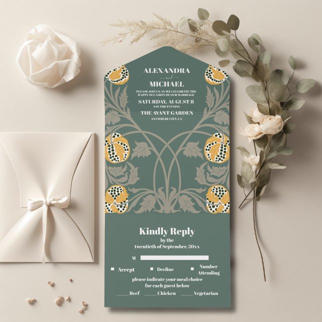 Classic  Art Nouveau Wedding All In One Invitation (Creator Uploaded)